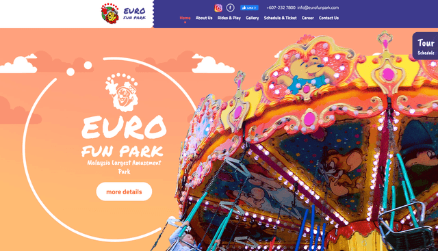 A website for Euro Fun Park in Johor